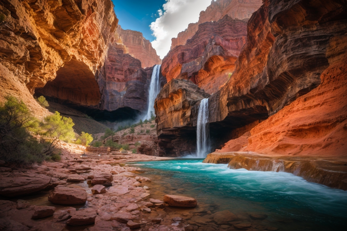 Secret Cave Behind a Waterfall Grand Canyon