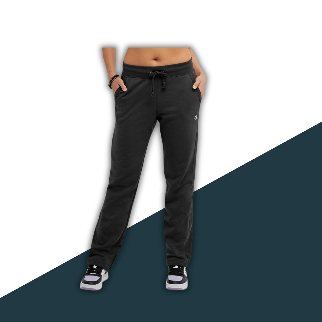 Champion Women's Fleece Open Bottom Pant, Black, Small