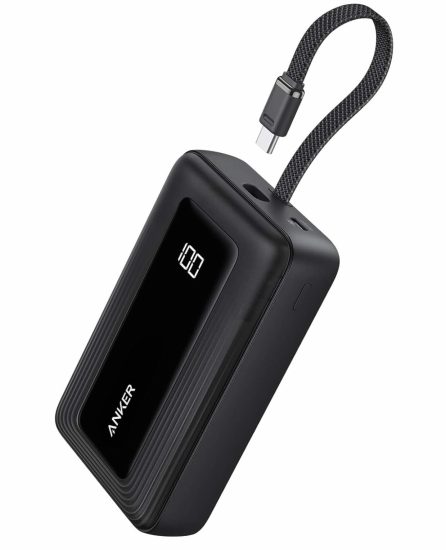 Anker Zolo Power Bank (2025 Upgraded Version), 20,000mAh 30W High-Speed Portable Charger with Built-in USB-C Cable, Battery Pack for iPhone 17/16 / 15 Series, Galaxy, and More